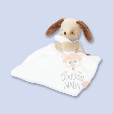  - plush with comforter dog white brown blue 25 cm 
